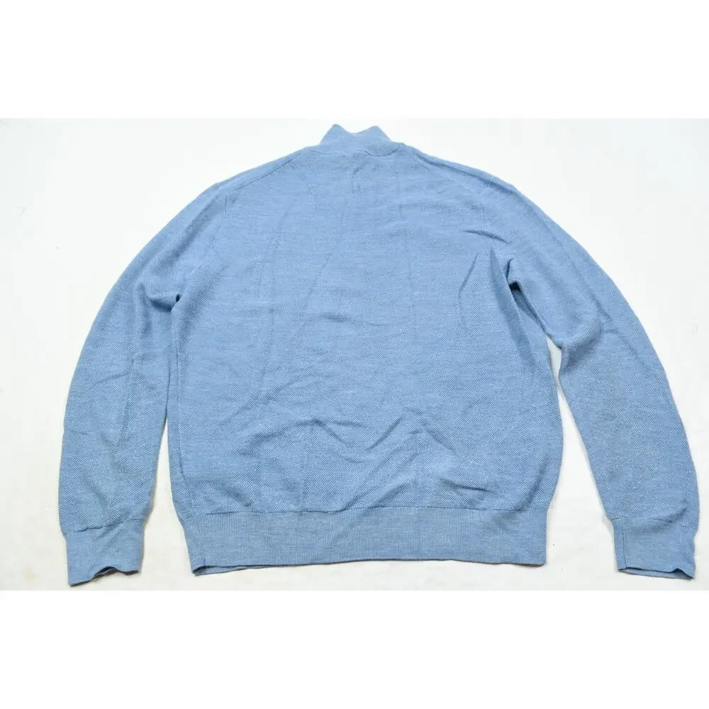 Polo Ralph Lauren 1/4 Zip Sweater Mens Medium Blue Wool Silk Cashmere Pullover
